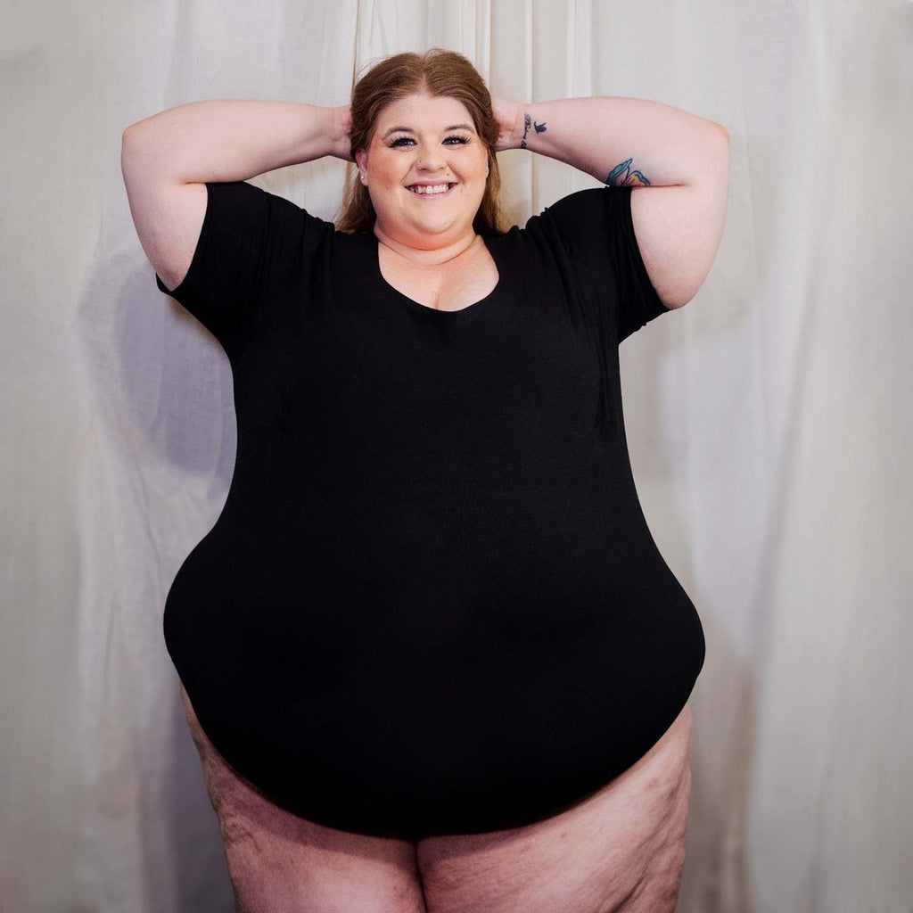 Short Sleeve Cotton Bodysuit - Black